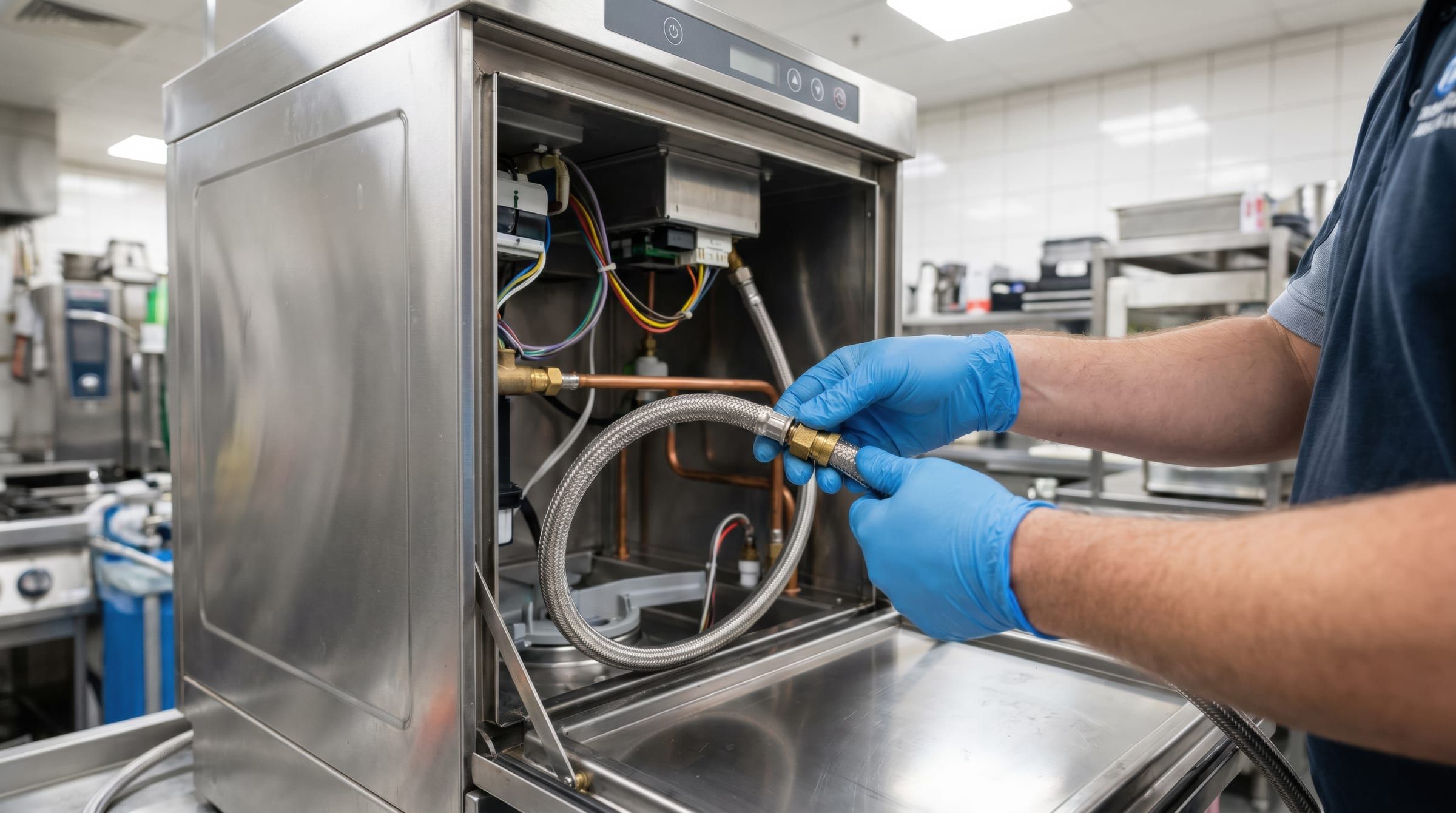 Dish machine supply connections