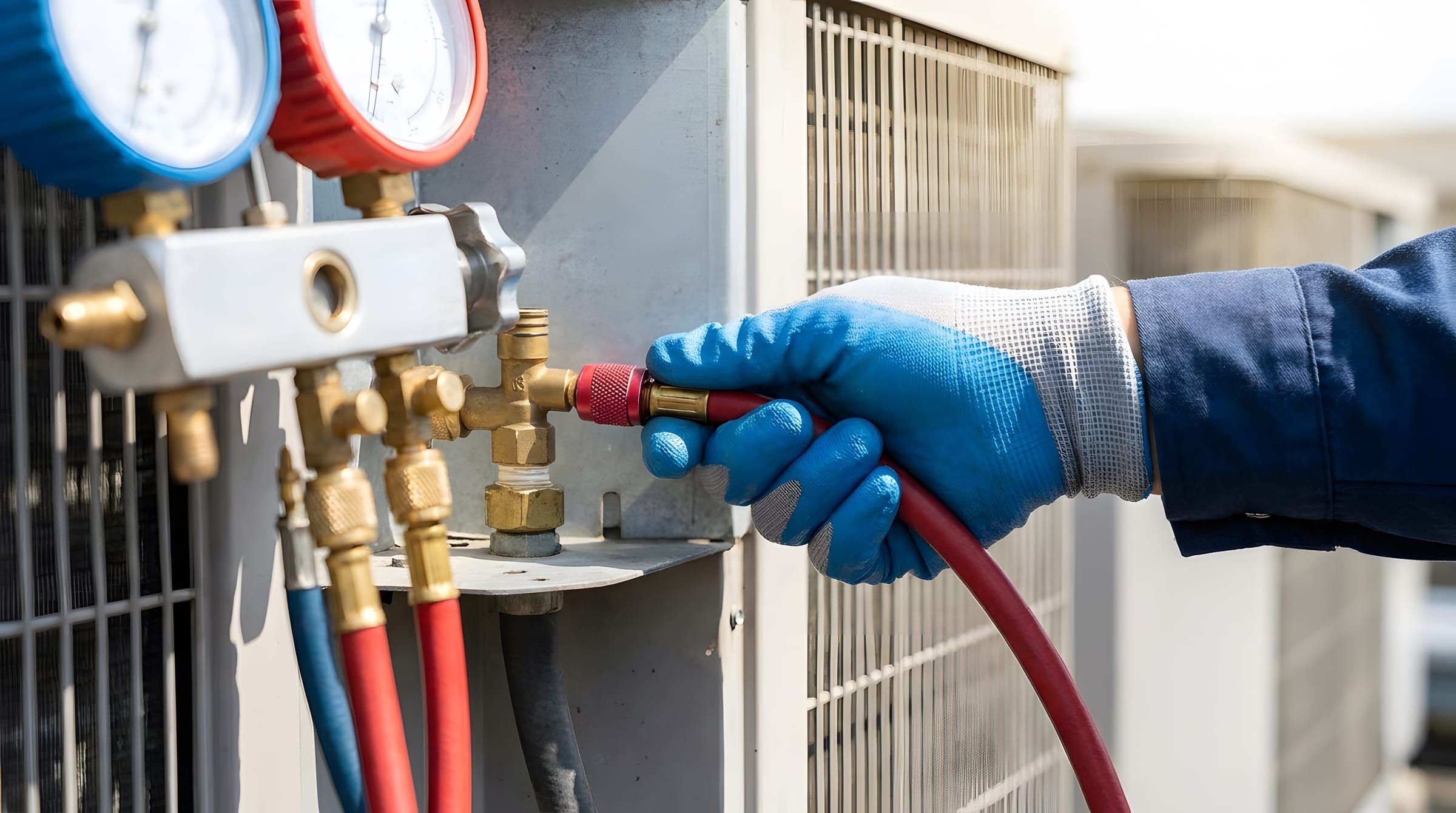 Refrigeration gauges on a commercial unit