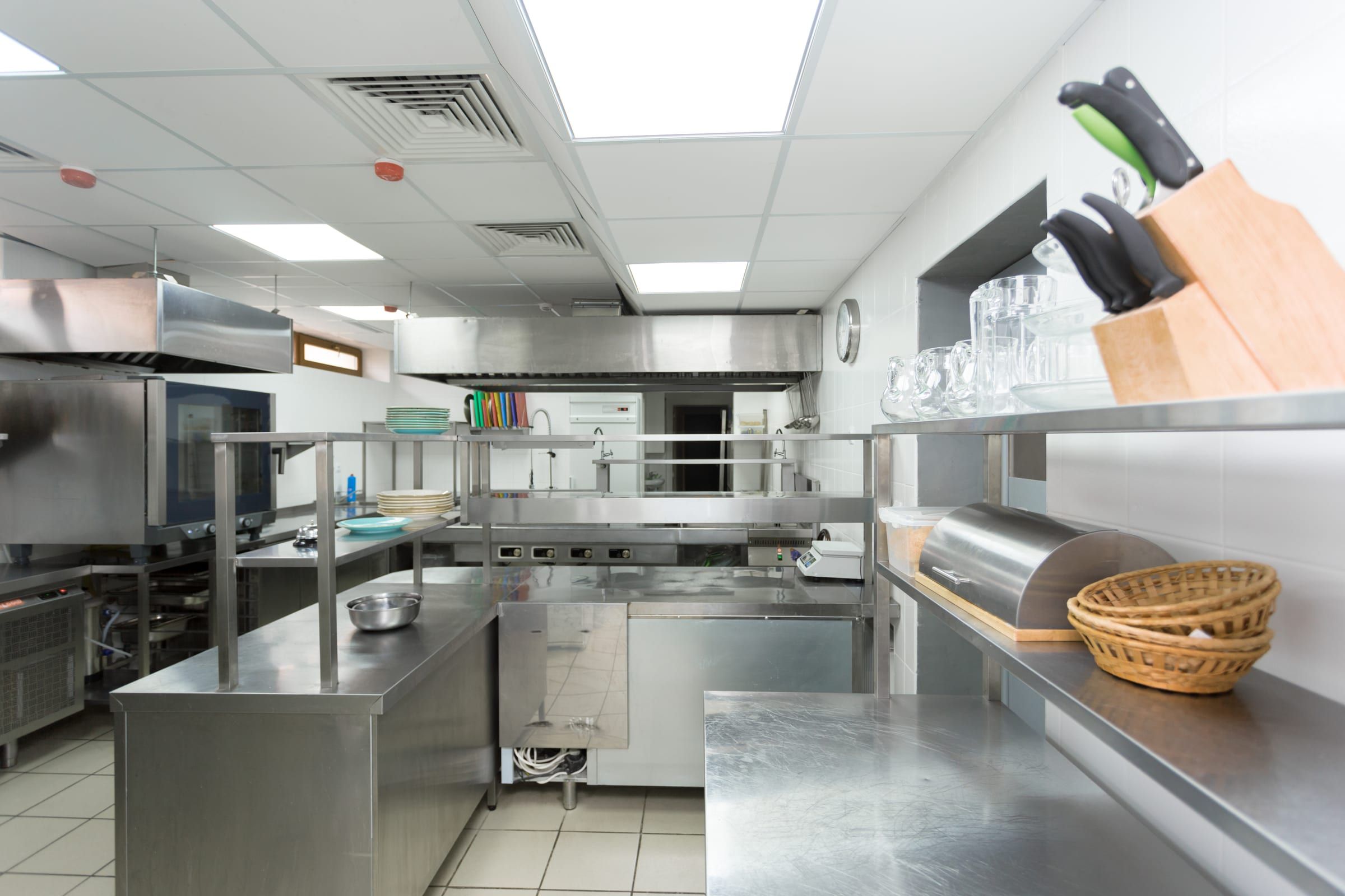 Stainless commercial kitchen line